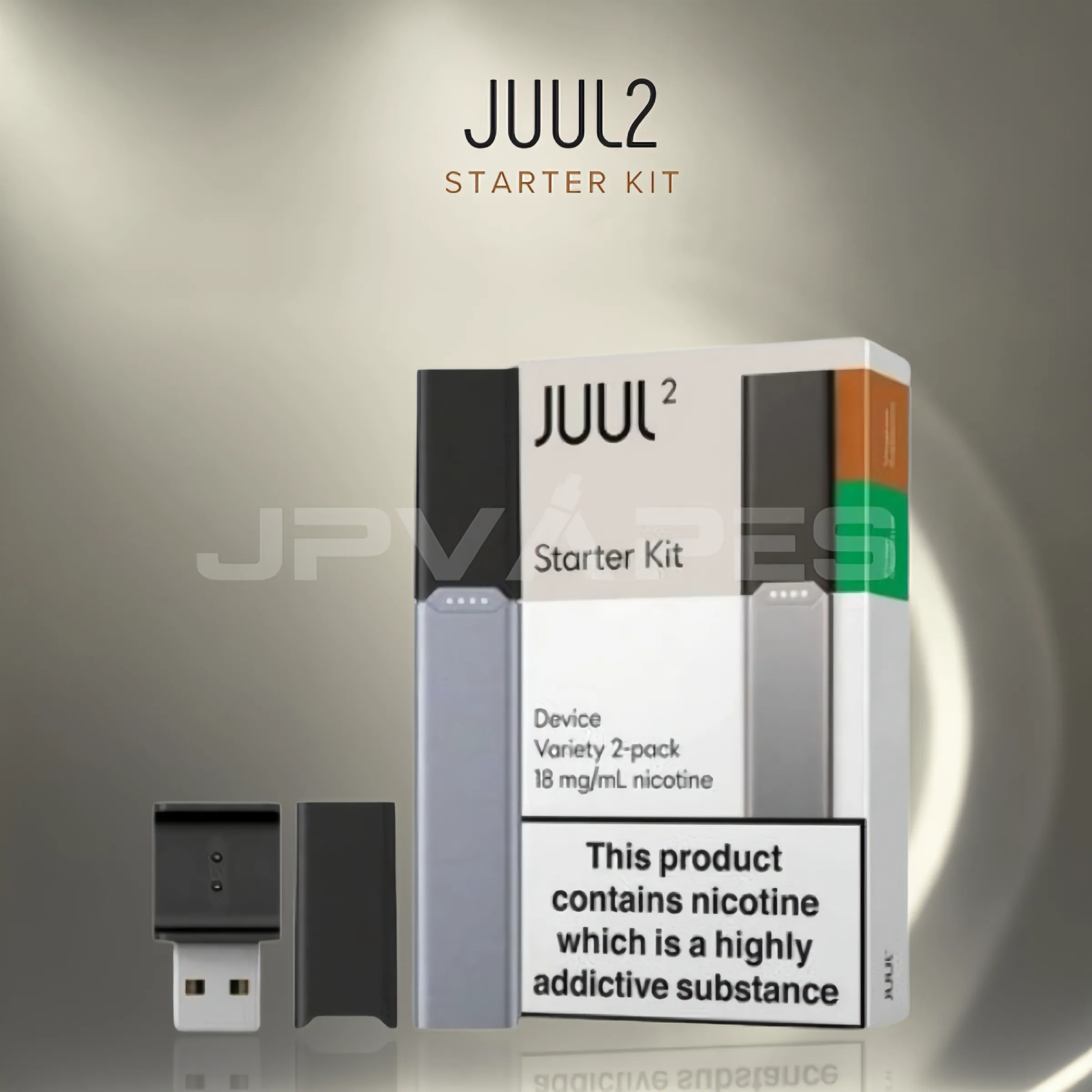 Juul2 Device Starter Kit (Juul2 1x Device, Crispy Menthol 1x, Virginia Tobacco 1x)