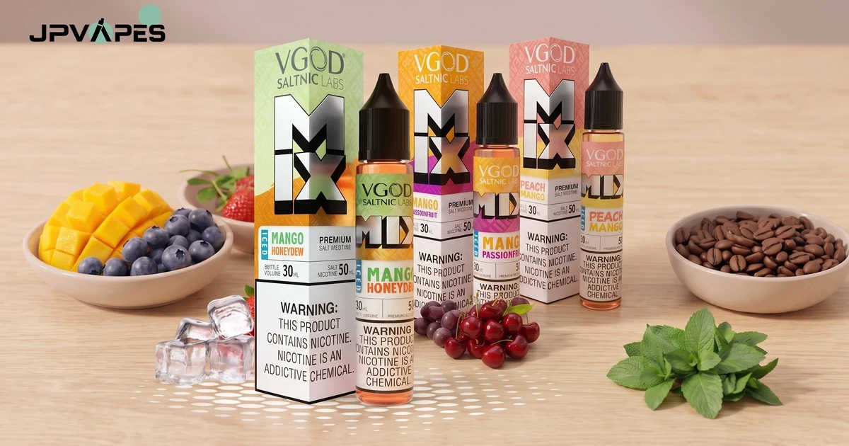 Popular vape flavor profiles including fruit, mint, coffee and dessert